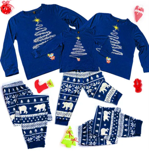 NEW MEN'S ONLY, Sz L, Blue Christmas Tree Suits Family Look Pajama Set