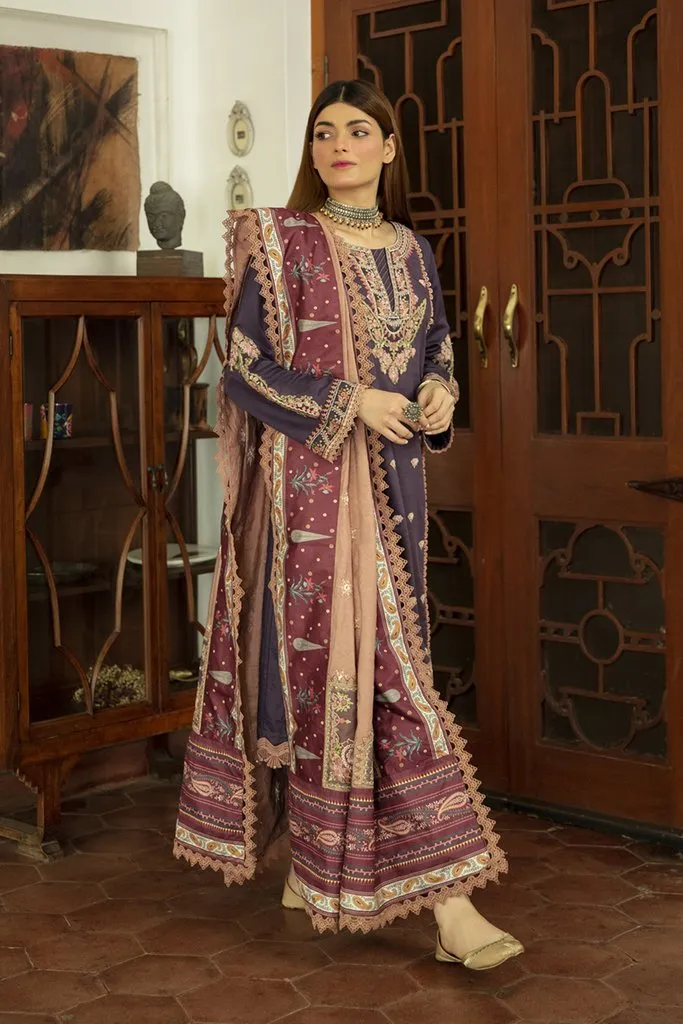 NW-09 | Qalamkar Qline Linen Winter Collection 2021 | Unstitched Embroidered Organza Suits