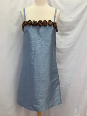NWT - UNCOMMON THREADS DONNA MCMILLAN blue brown Rosettes Dress - 4