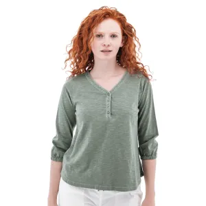 Old Ranch Women's Este Organic Cotton V Neck Henley Top - Shadow