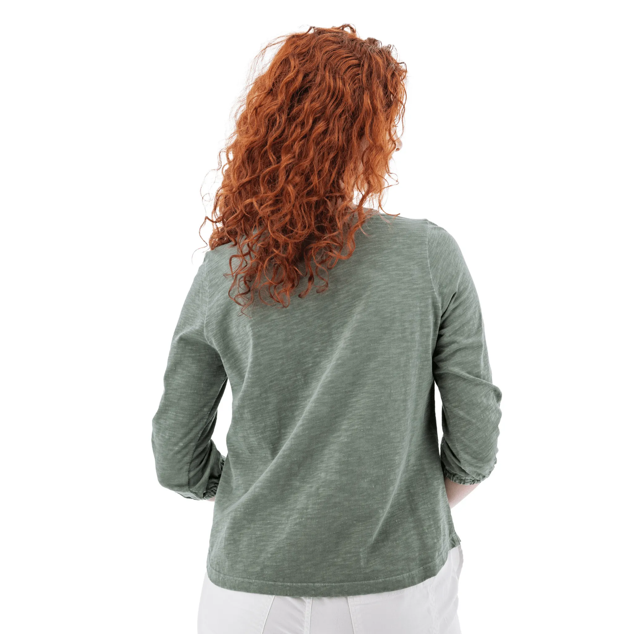 Old Ranch Women's Este Organic Cotton V Neck Henley Top - Shadow