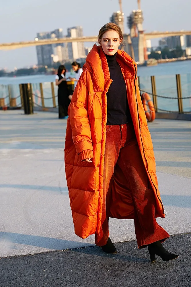 Oversized Orange Puffer Coat