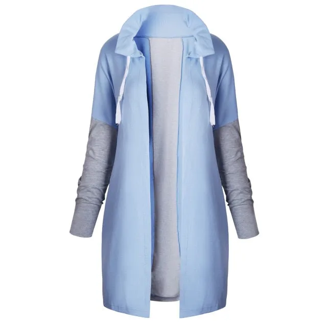 Oversized Women  Tie Collar Coat Casual Knitted  Zip-up Sweatshirts Fashion