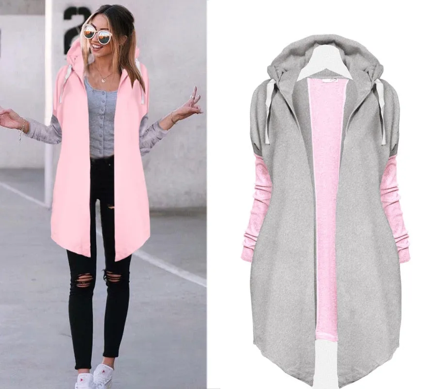 Oversized Women  Tie Collar Coat Casual Knitted  Zip-up Sweatshirts Fashion