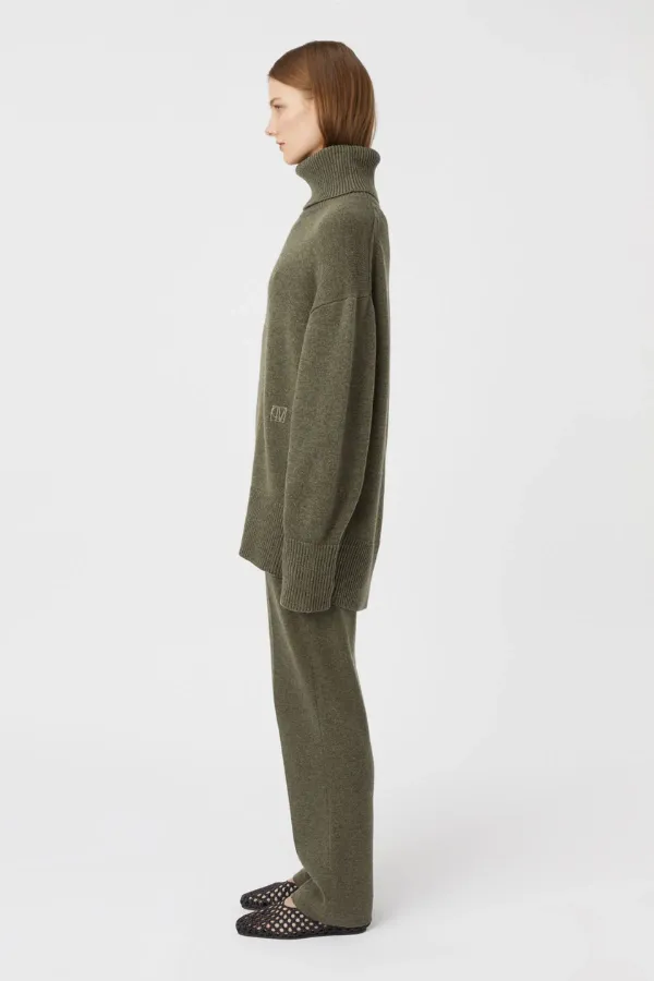 Pascal Cashmere Blend Turtleneck Army Green