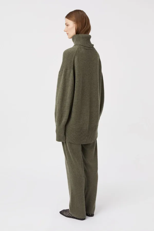 Pascal Cashmere Blend Turtleneck Army Green