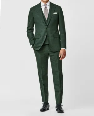 Paulo Oliveira Dark Green Stretch Wool & Linen Blend