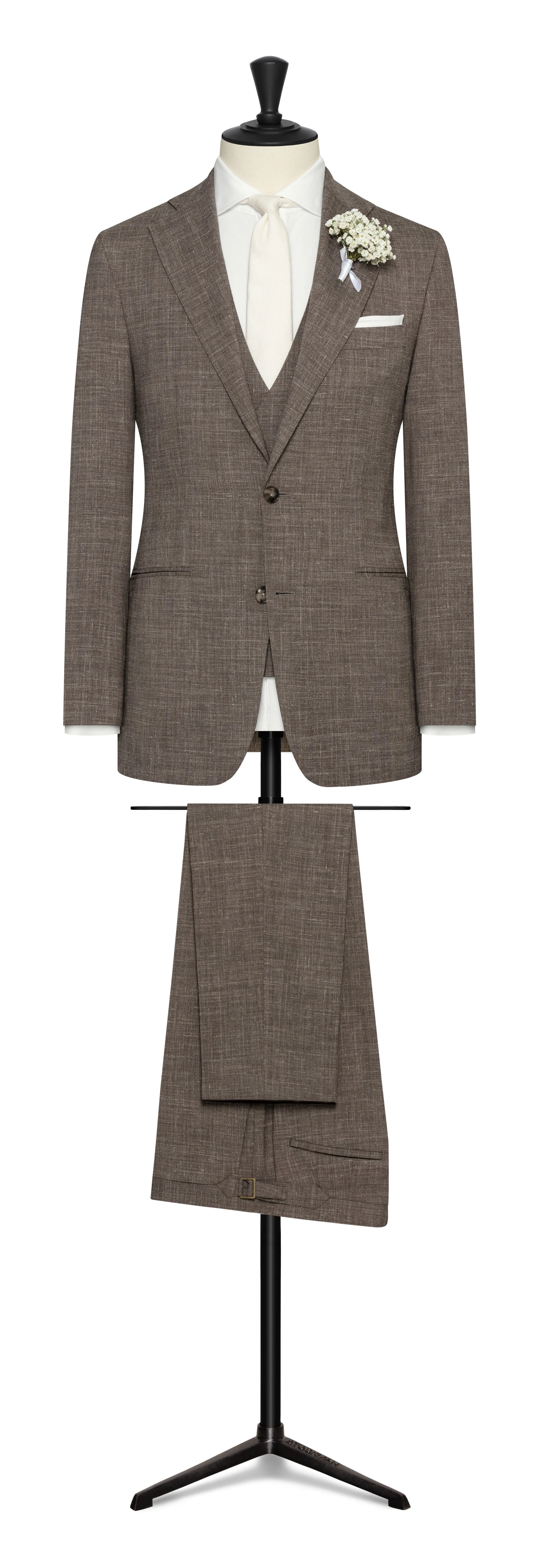 Paulo Oliveira Dark Taupe Wool & Linen Stretch