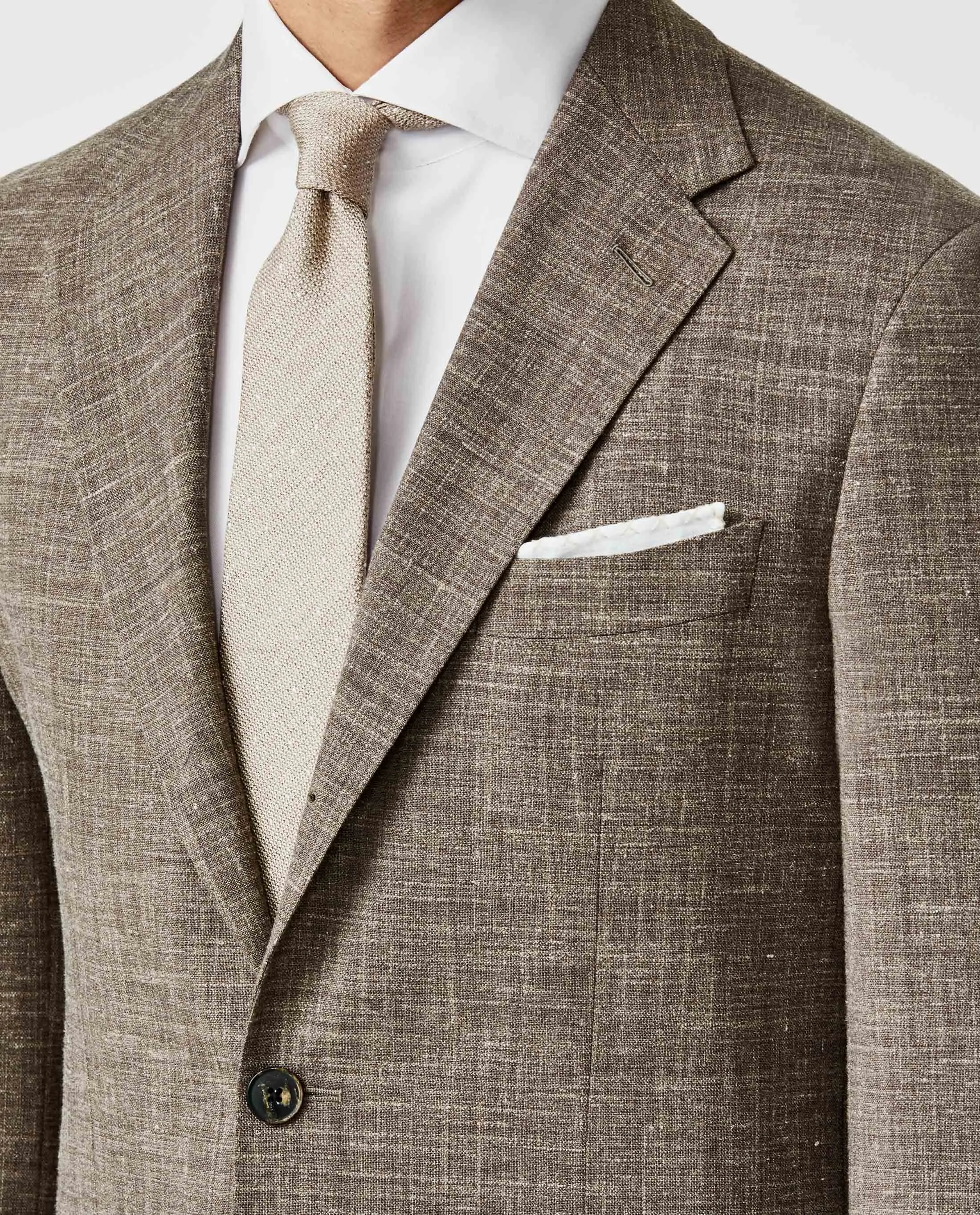 Paulo Oliveira Dark Taupe Wool & Linen Stretch