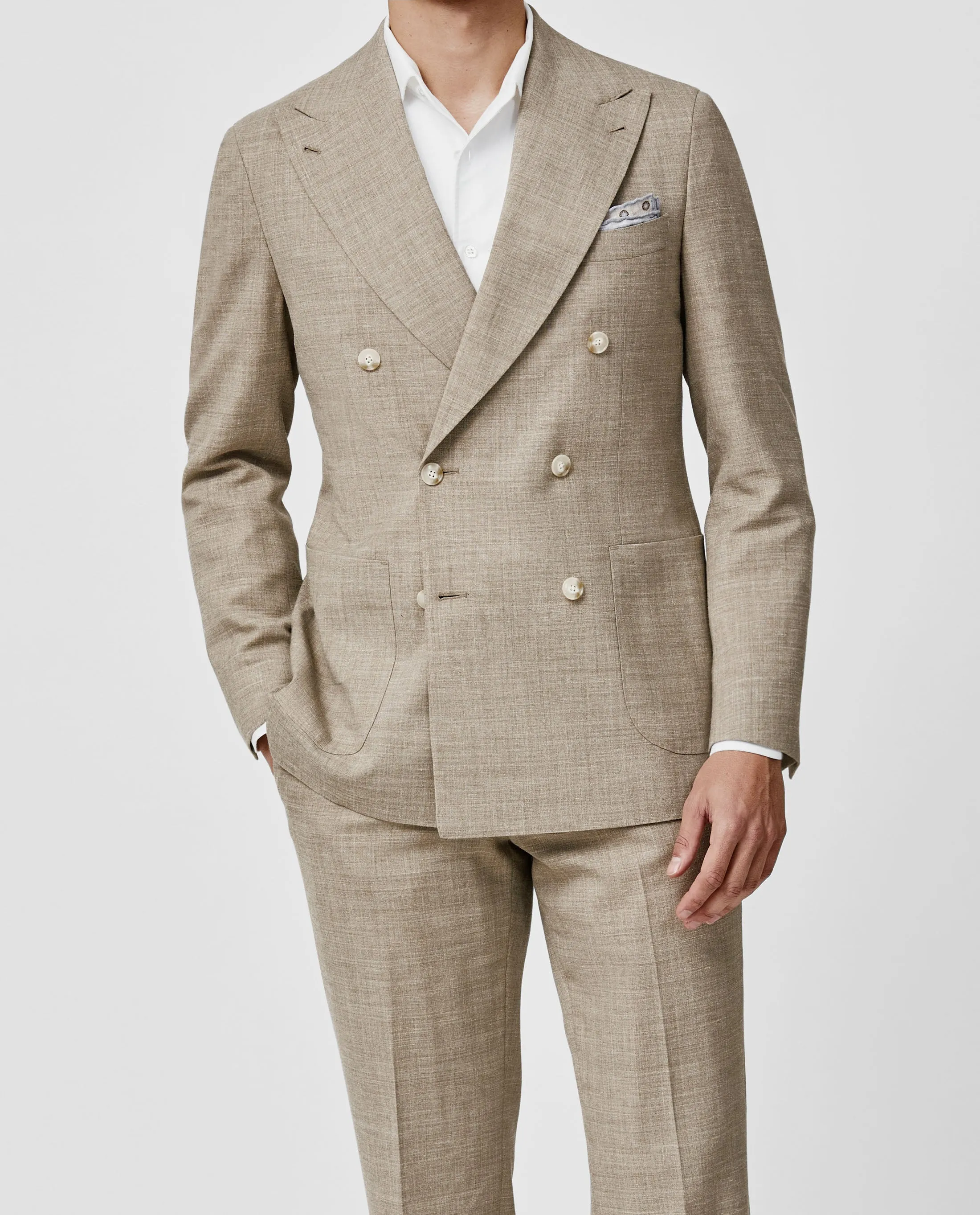Paulo Oliveira Light Taupe Wool & Linen Stretch