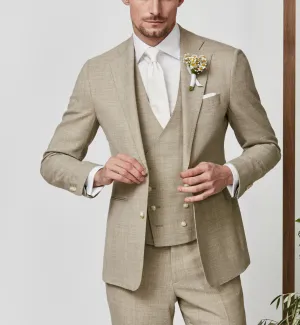 Paulo Oliveira Light Taupe Wool & Linen Stretch