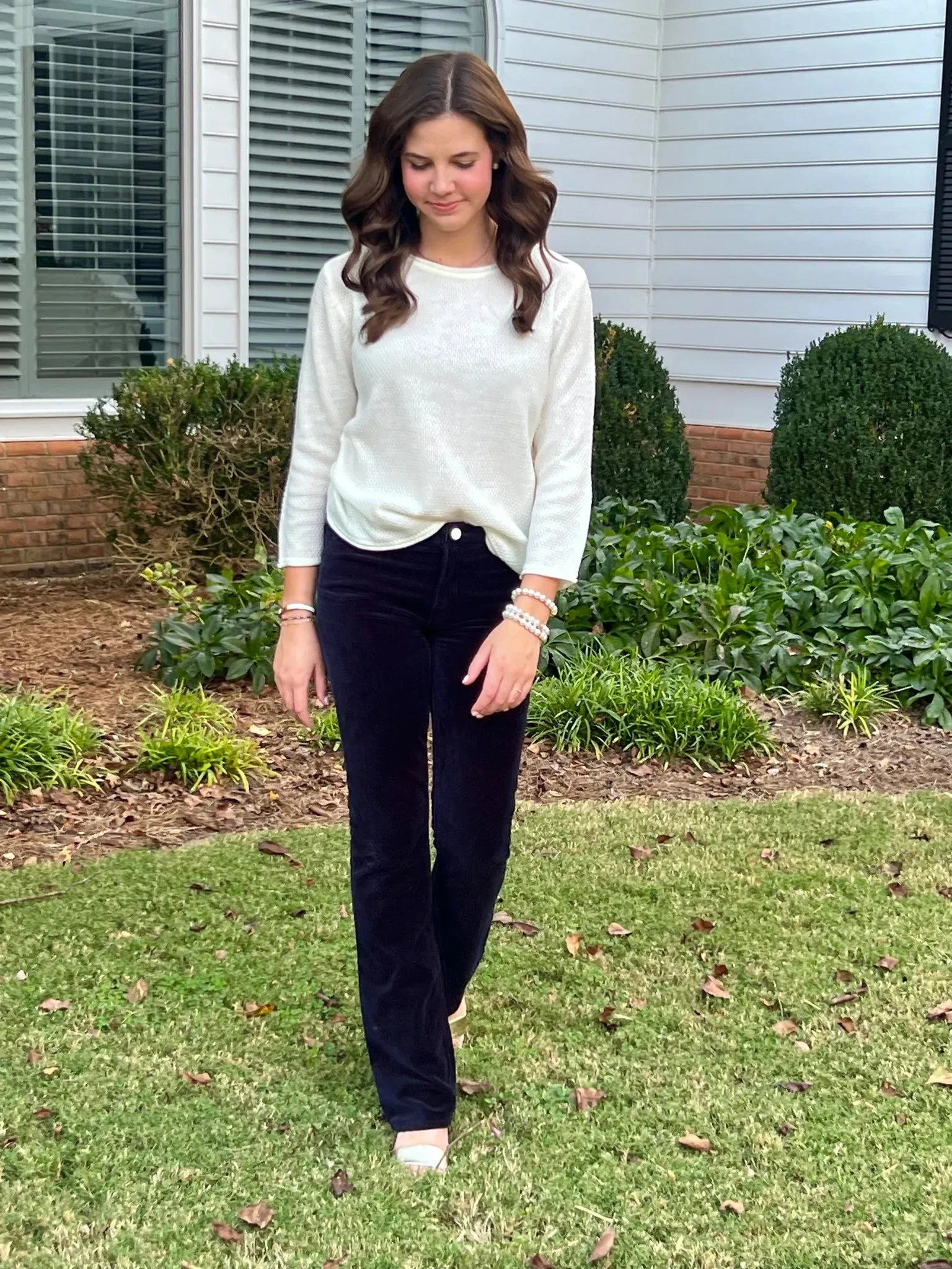 Pearl Palmetto Navy Velvet Pant