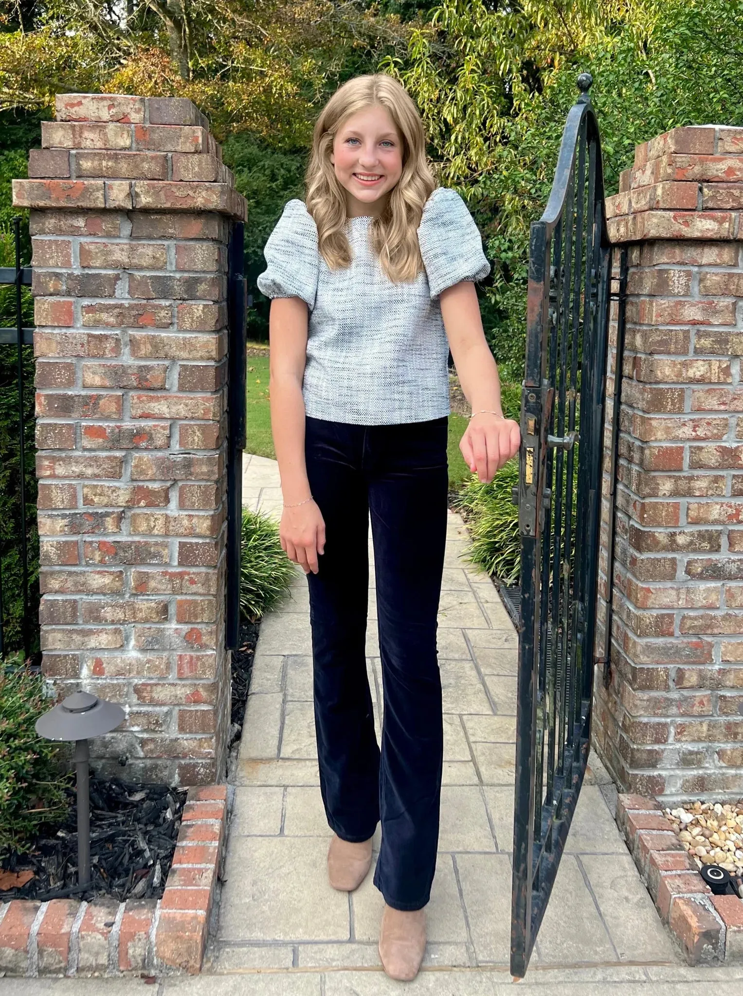 Pearl Palmetto Navy Velvet Pant