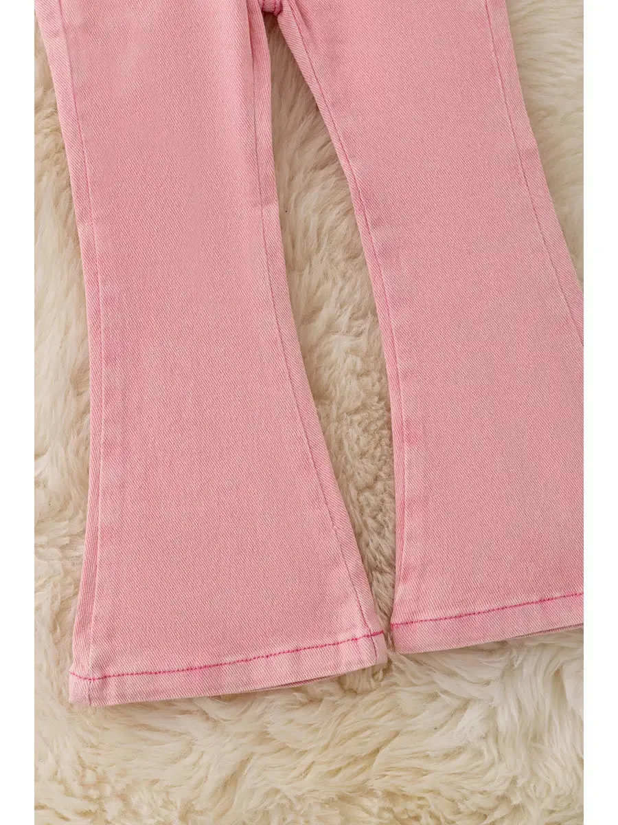 Pink Bootcut Denim Pants