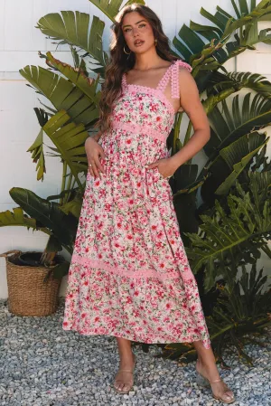 Pink Floral Lace Dress