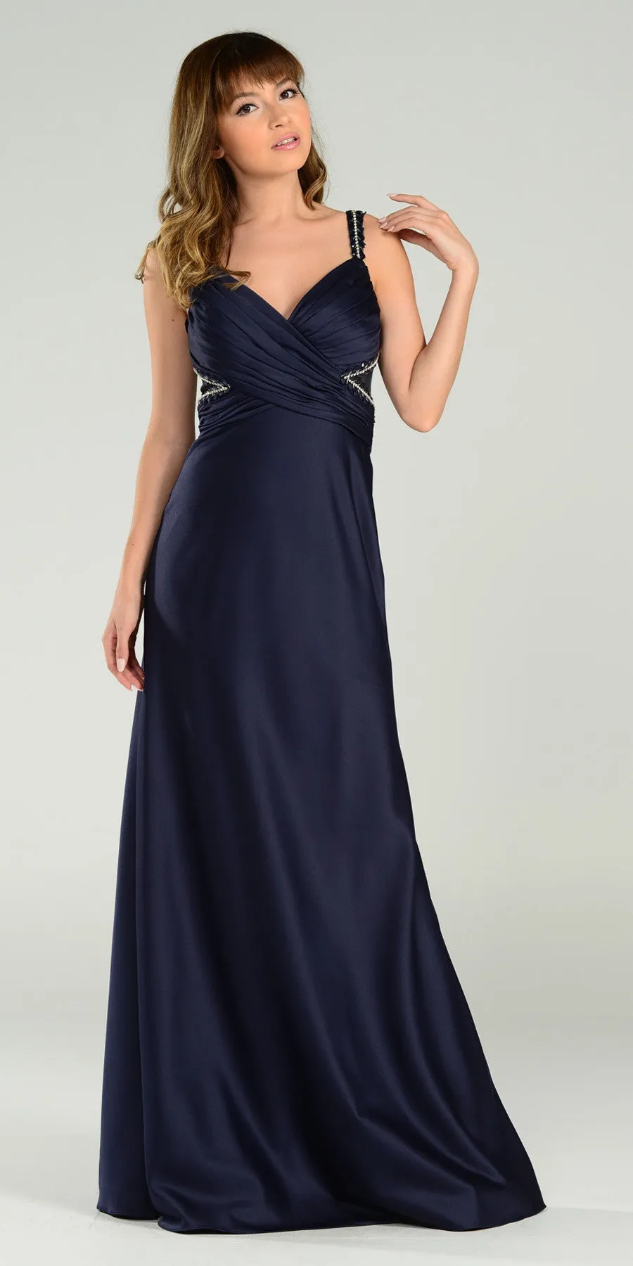 Poly USA 7266 Formal Elegant Floor Length Satin Dress