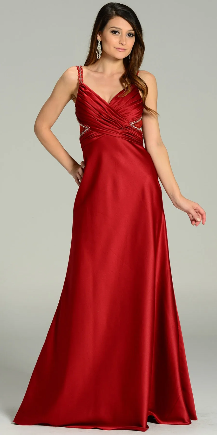 Poly USA 7266 Formal Elegant Floor Length Satin Dress