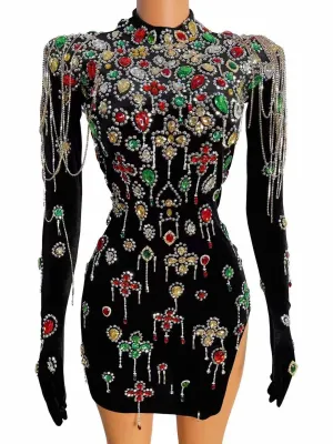 Puff Sleeve Hot Night Dress Sexy