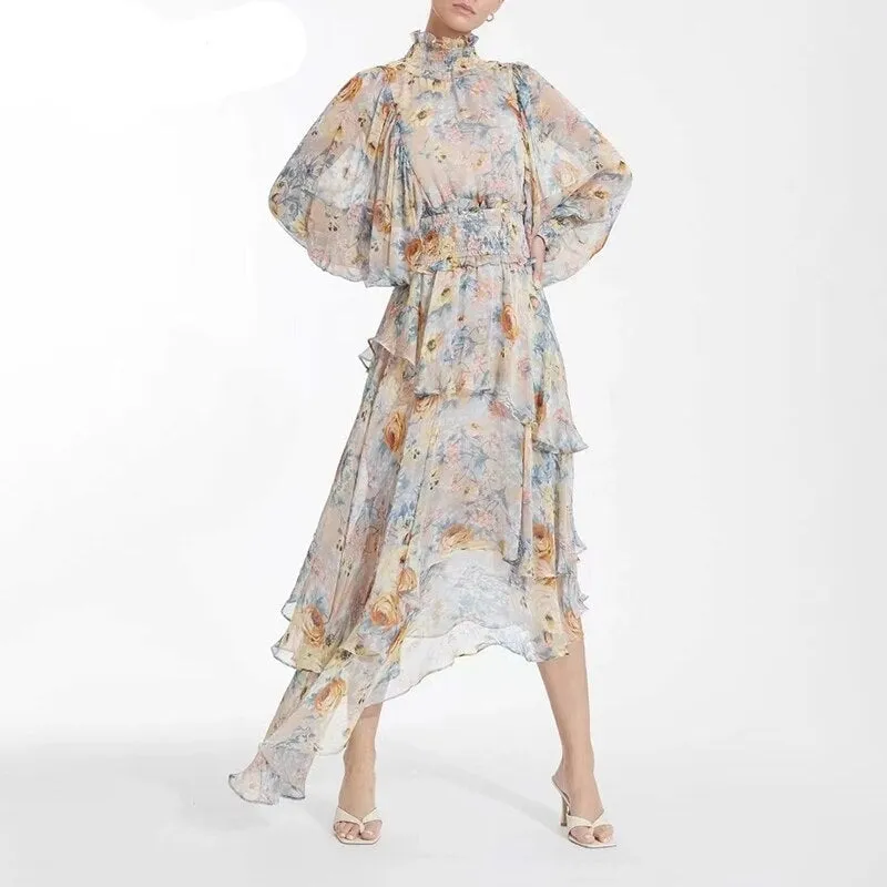 Pullover Print Vintage Dress For Women Mid Dresses