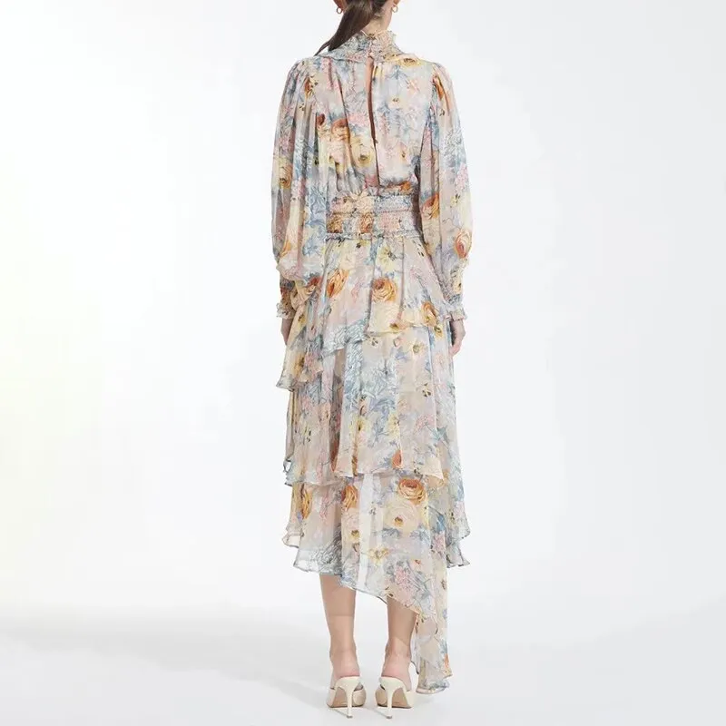Pullover Print Vintage Dress For Women Mid Dresses