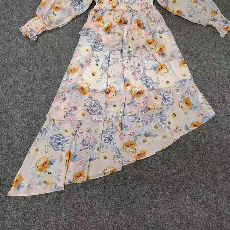 Pullover Print Vintage Dress For Women Mid Dresses