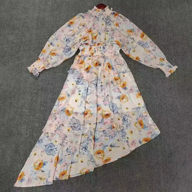Pullover Print Vintage Dress For Women Mid Dresses