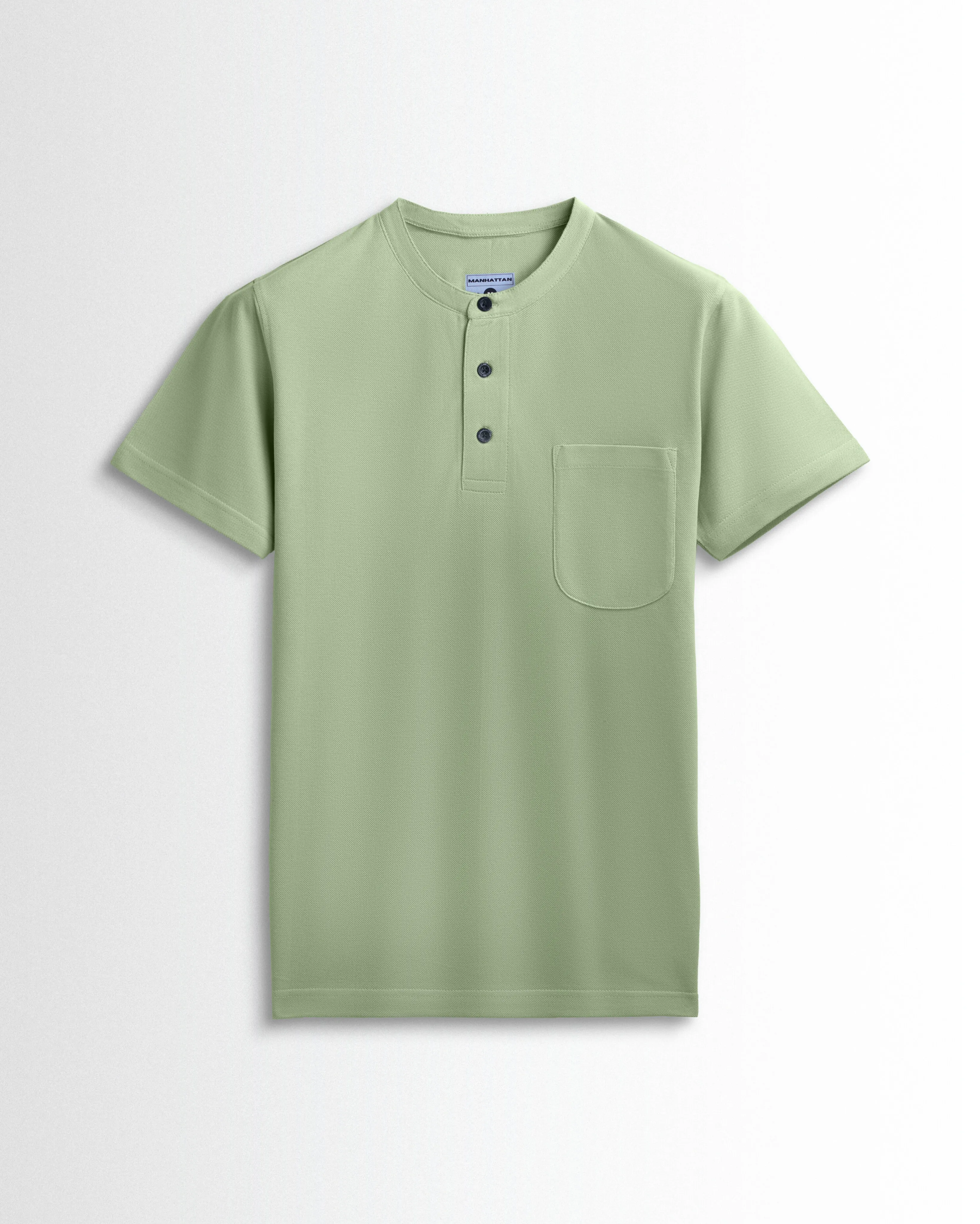 Pure Cotton Henley Pocket T shirts (Light Pista)