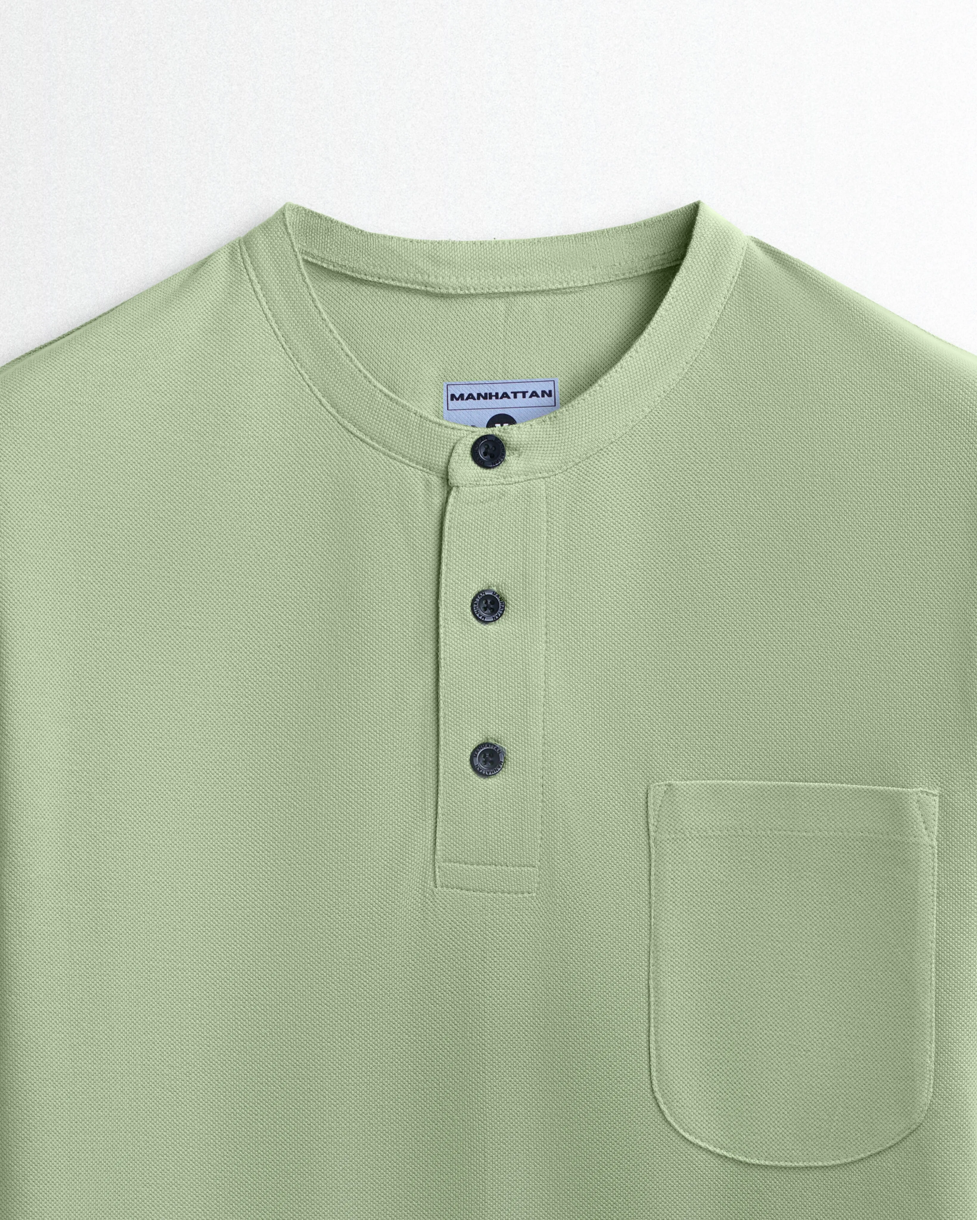 Pure Cotton Henley Pocket T shirts (Light Pista)