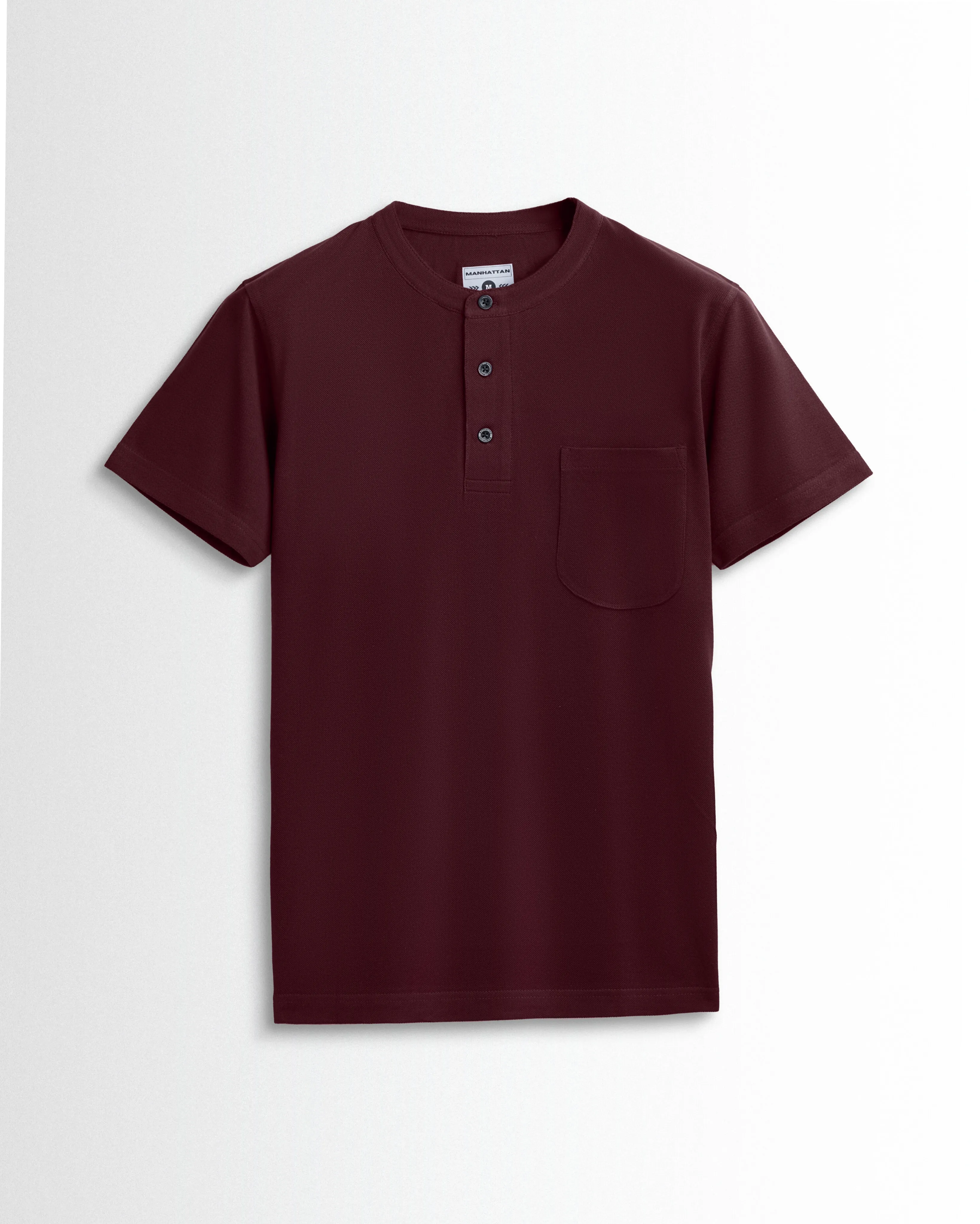 Pure Cotton Henley Pocket T shirts (Maroon)