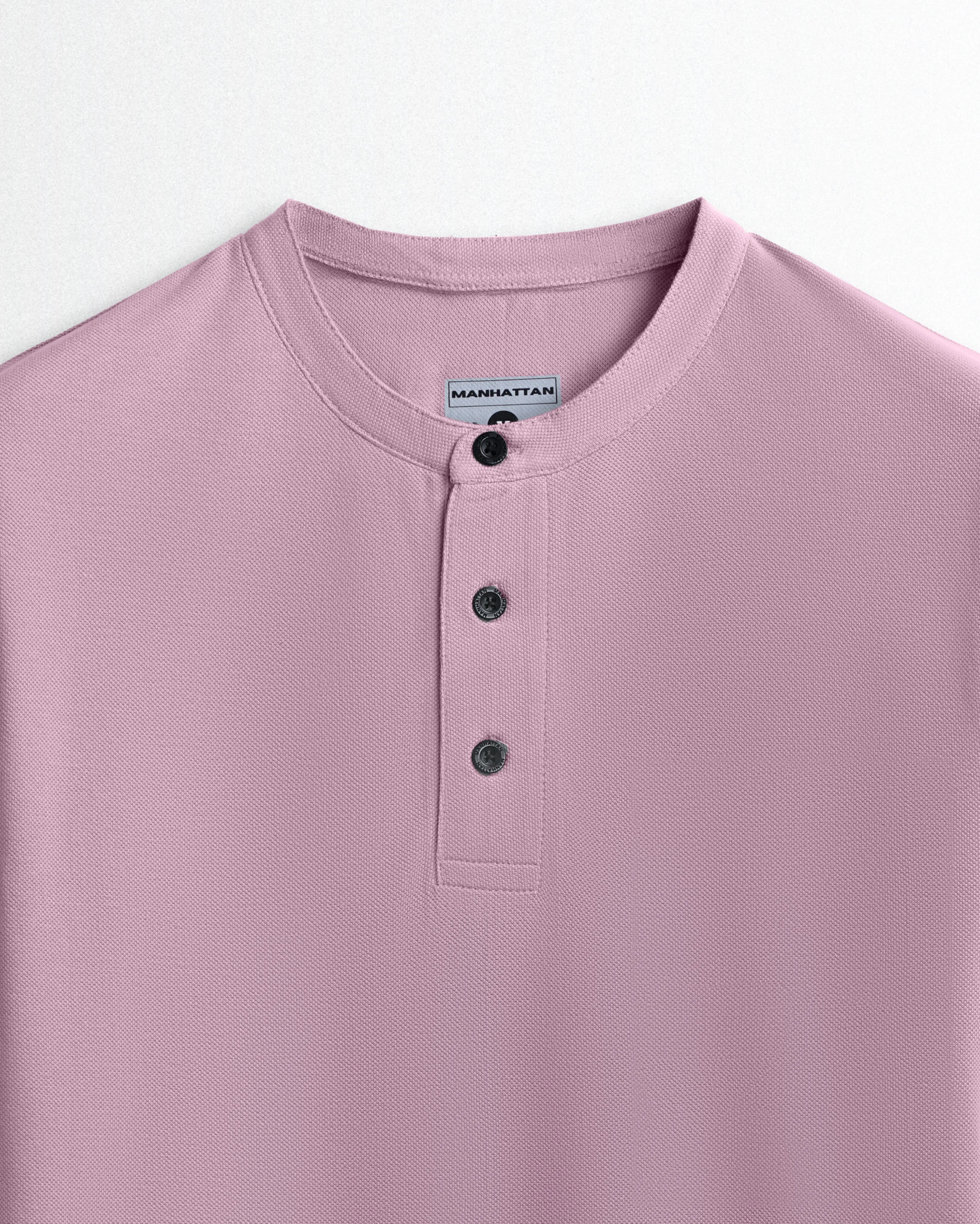 Pure Cotton Henley Without Pocket T Shirt (Soft Berry)