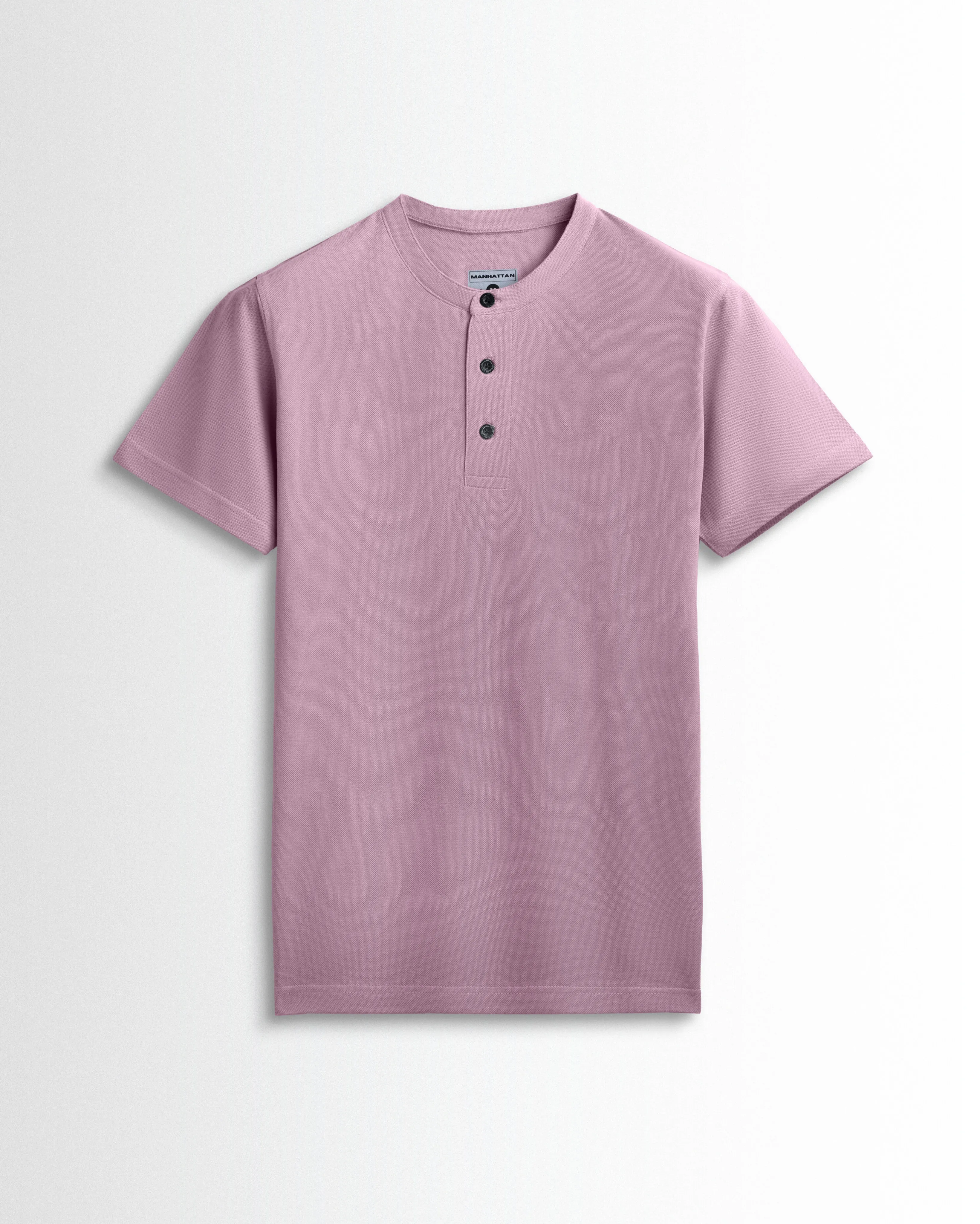 Pure Cotton Henley Without Pocket T Shirt (Soft Berry)