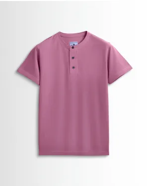 Pure Cotton Henley Without Pocket T Shirts (Bubble Gum Pink)
