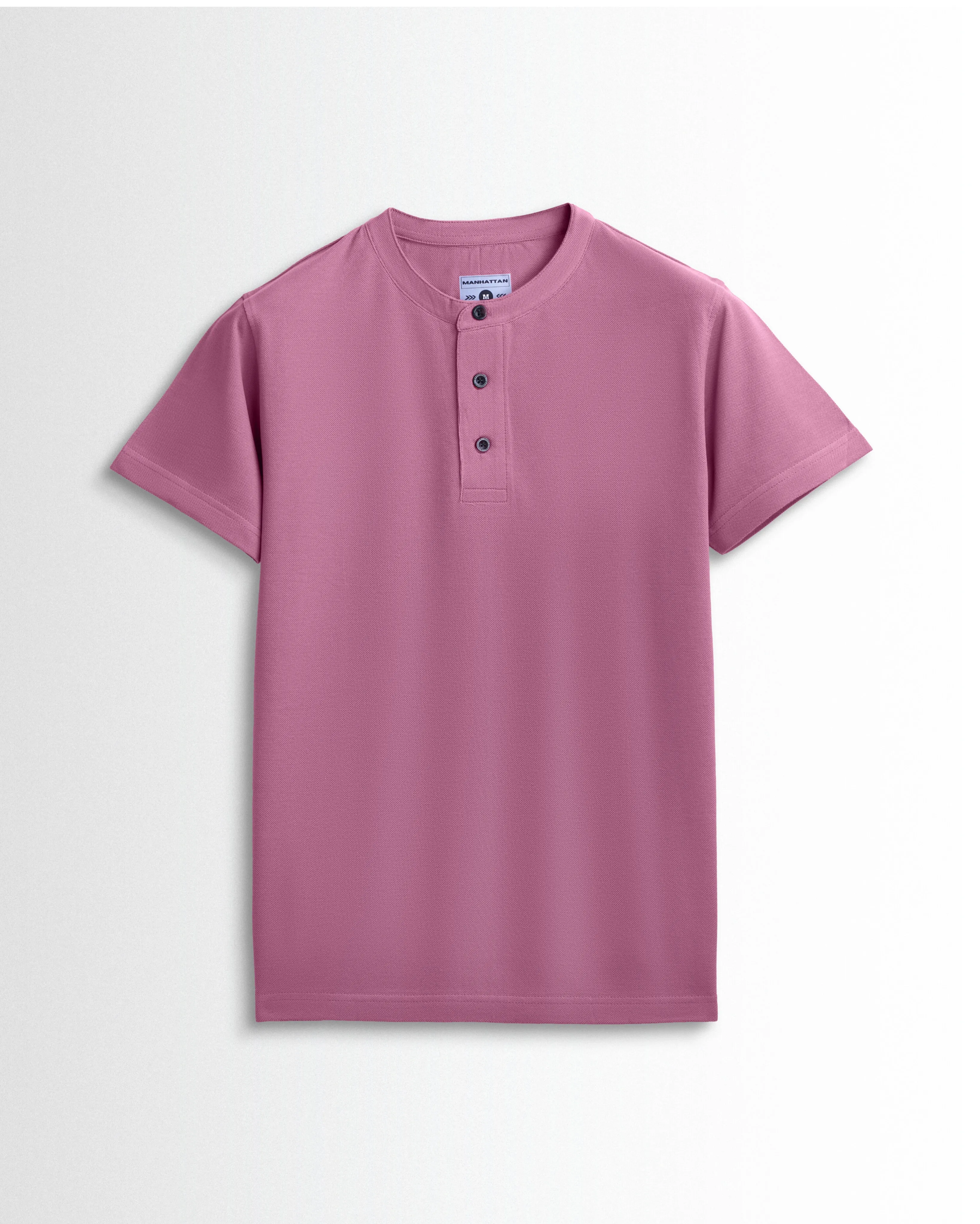 Pure Cotton Henley Without Pocket T Shirts (Bubble Gum Pink)