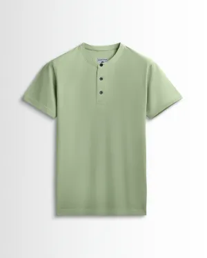 Pure Cotton Henley Without Pocket T Shirts (Light Pista)