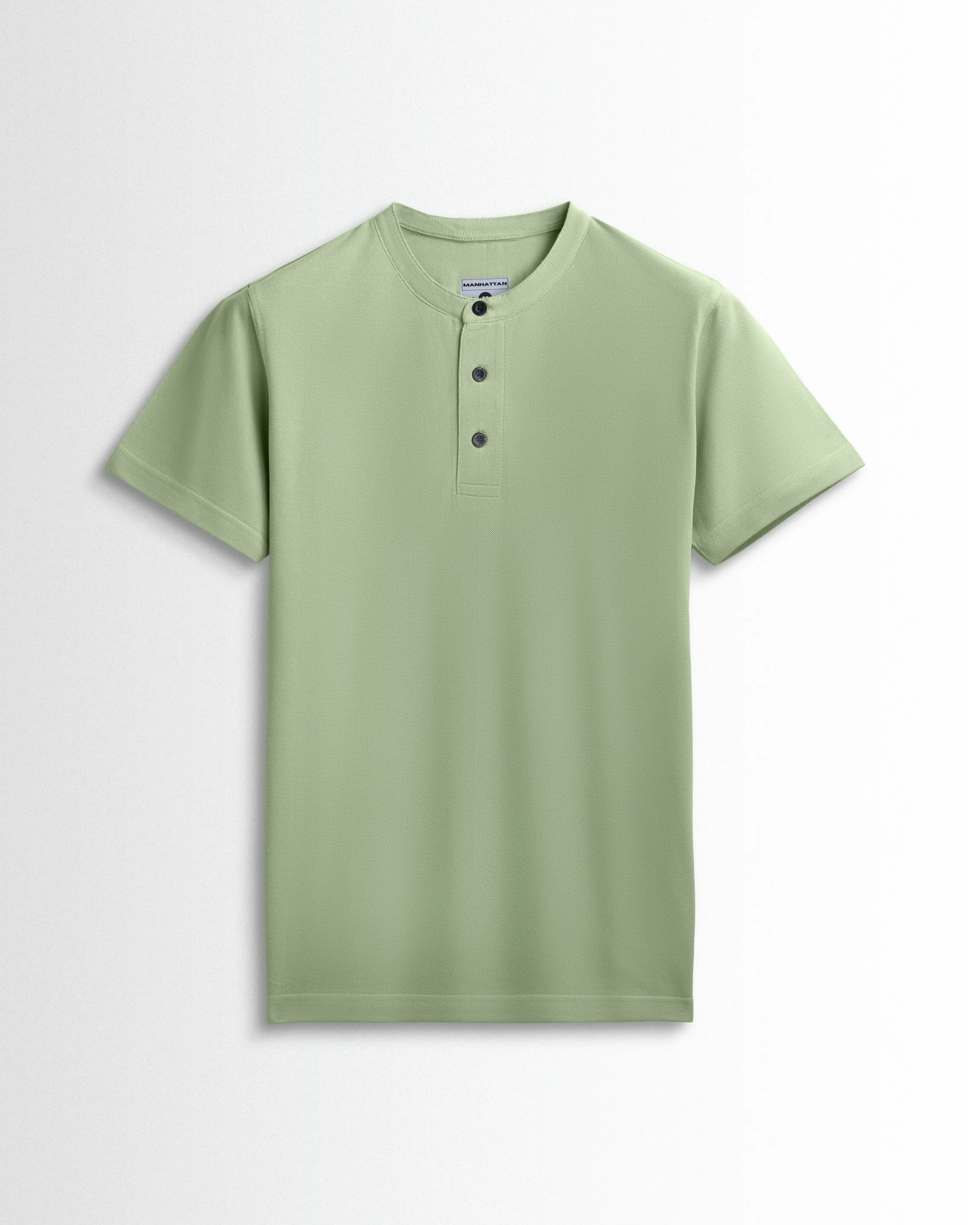 Pure Cotton Henley Without Pocket T Shirts (Light Pista)