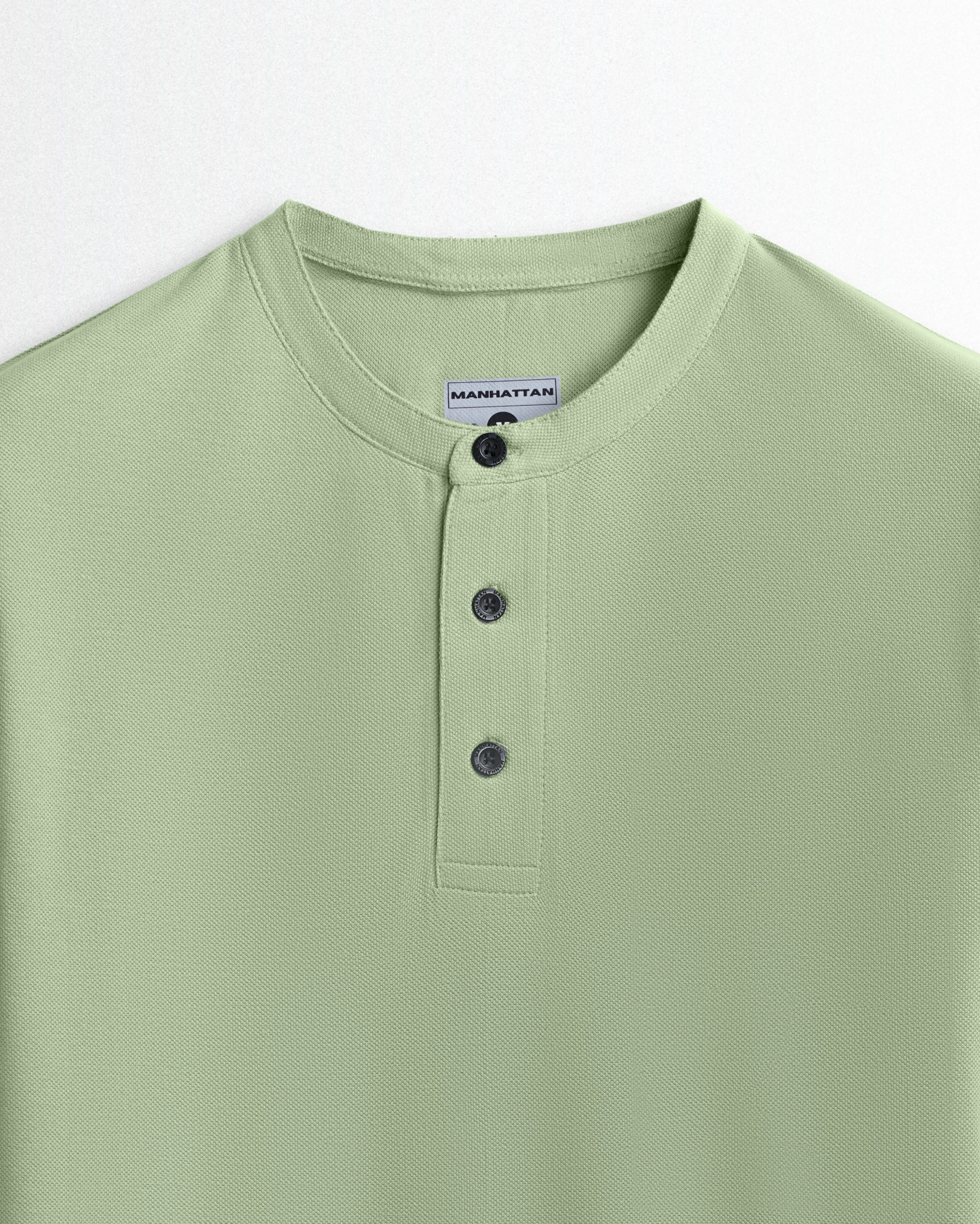 Pure Cotton Henley Without Pocket T Shirts (Light Pista)