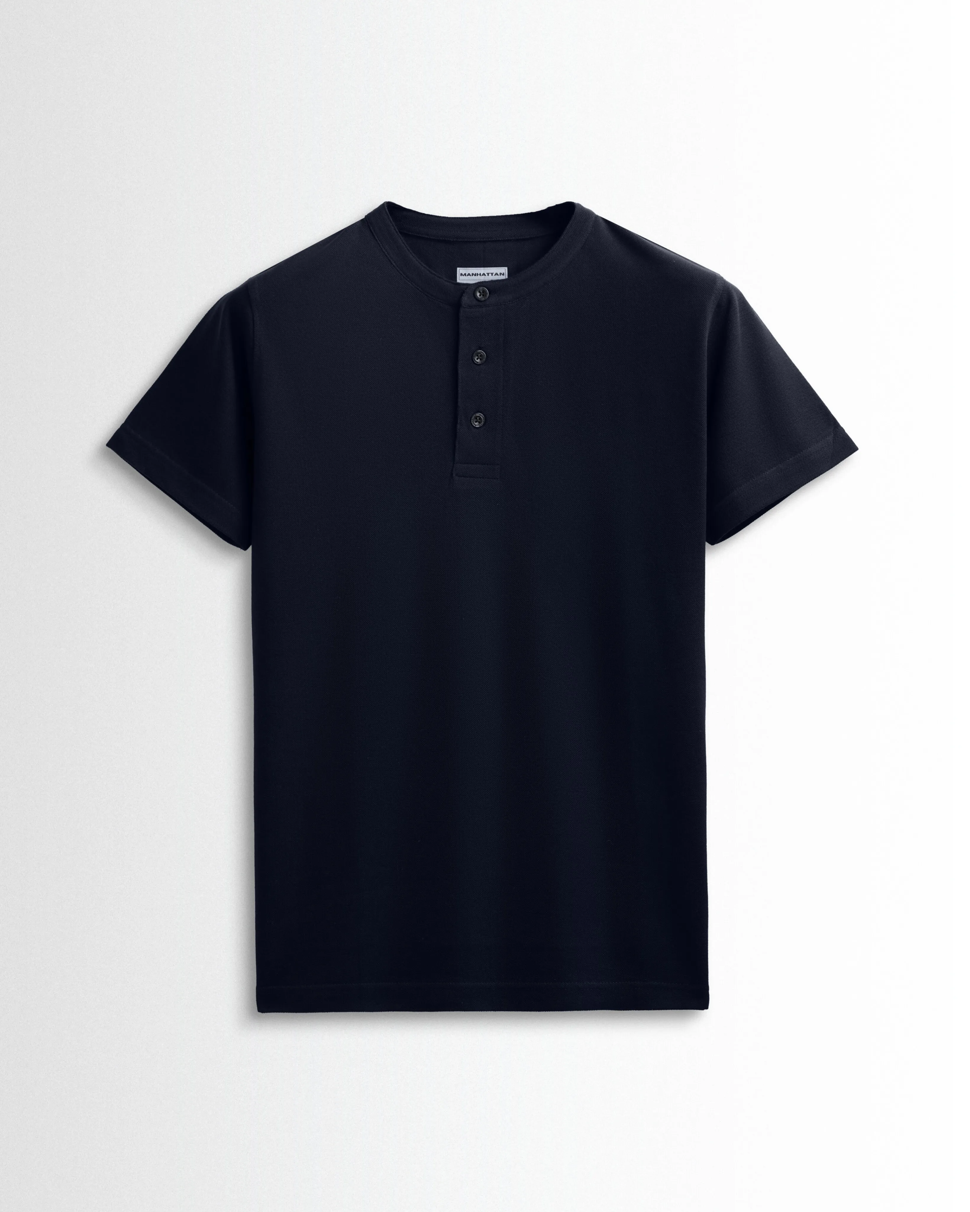 Pure Cotton Henley Without Pocket T Shirts (Navy)