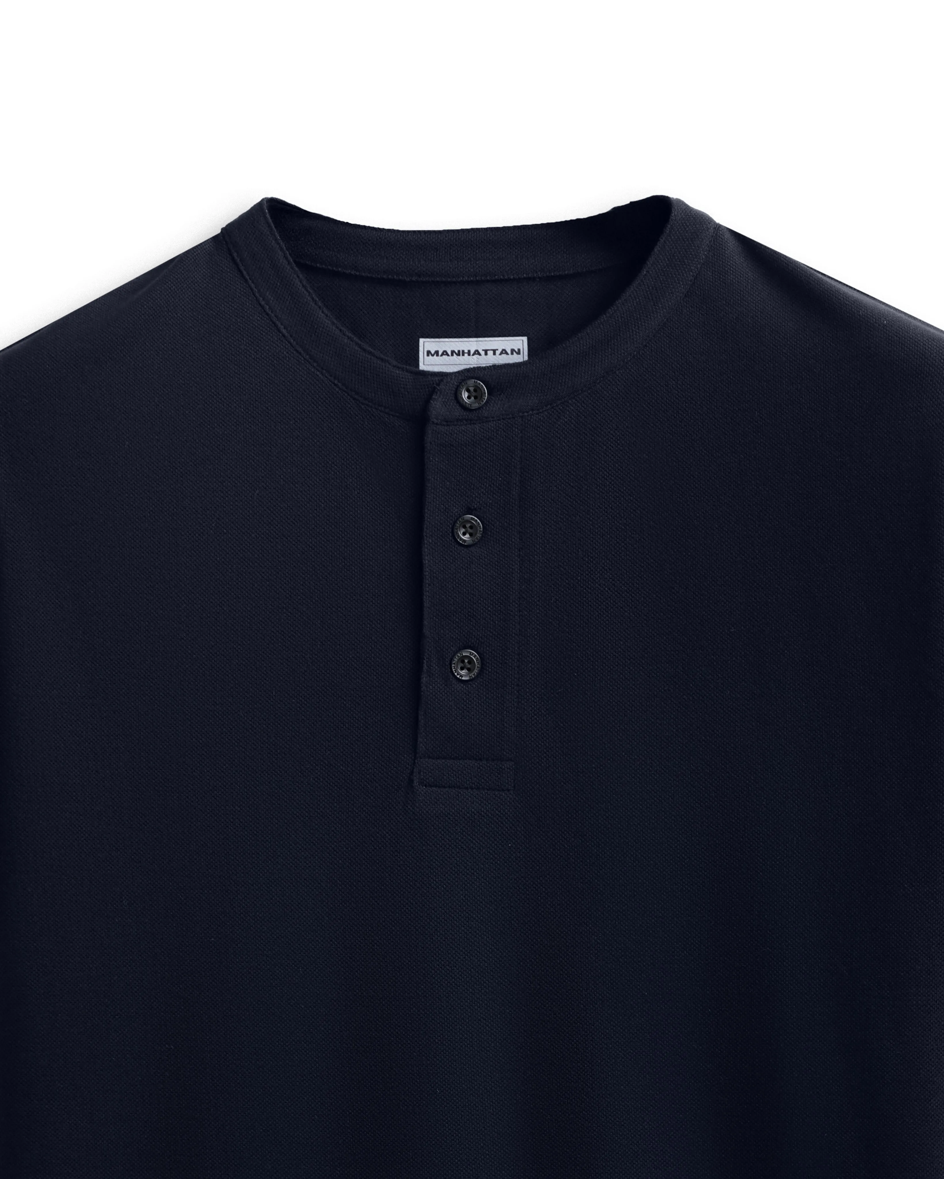 Pure Cotton Henley Without Pocket T Shirts (Navy)