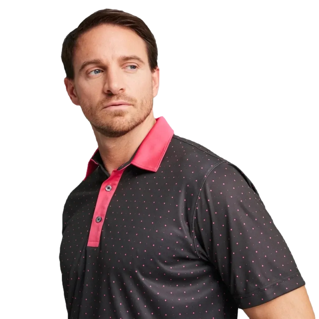 Pure Geo Golf Polo - Black/Pink