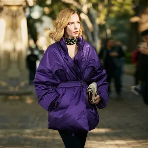 Purple Oversized Puffer Jacket