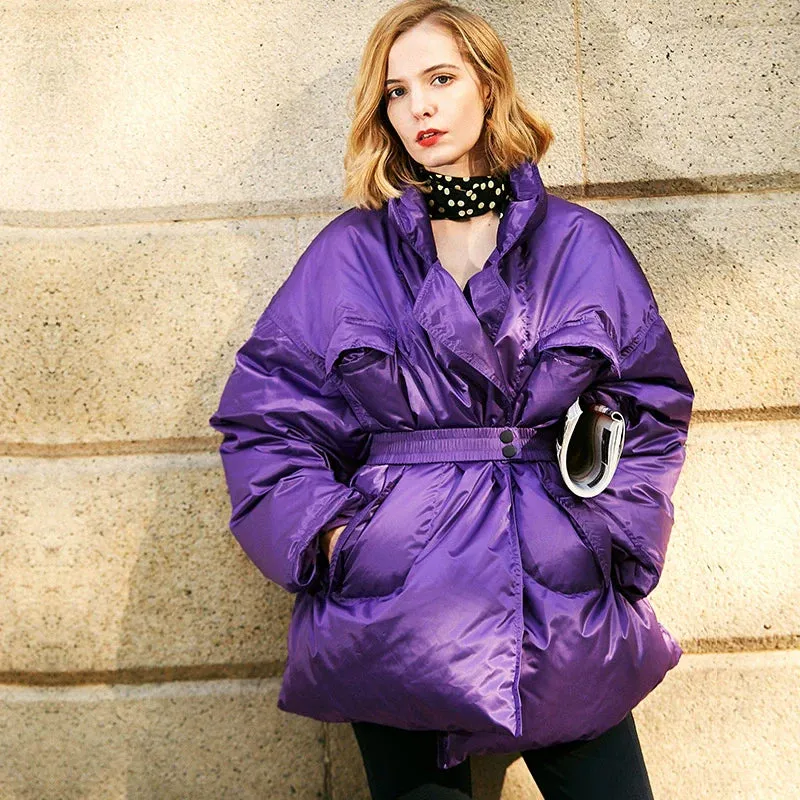 Purple Oversized Puffer Jacket
