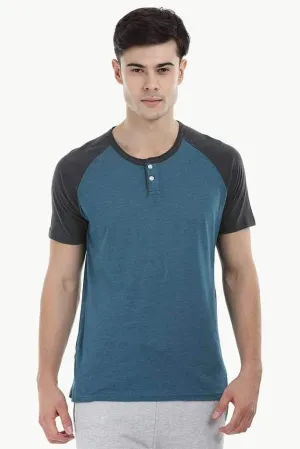 Raglan Contrast Henley T-Shirt