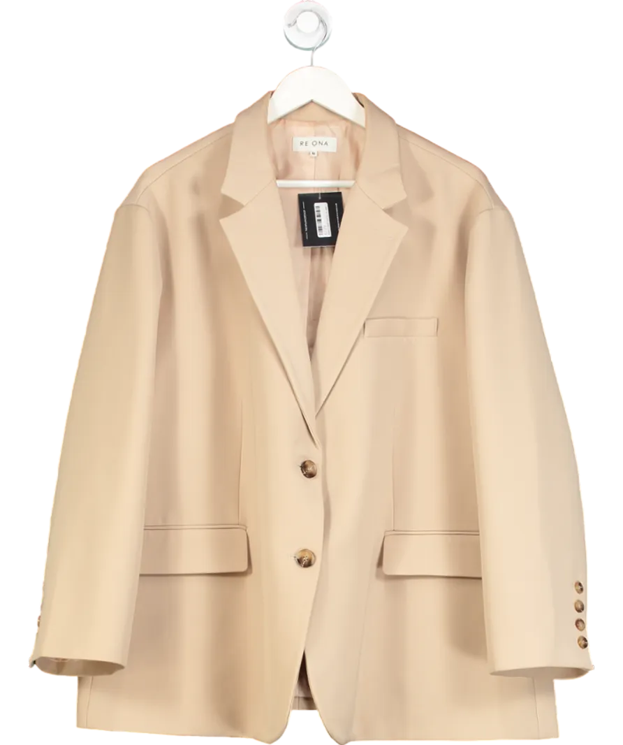 Re Ona Beige Oversized Blazer UK M