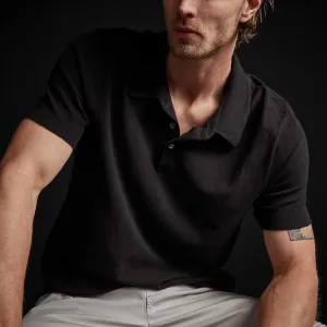 Recycled Brushed Jersey Polo - Black
