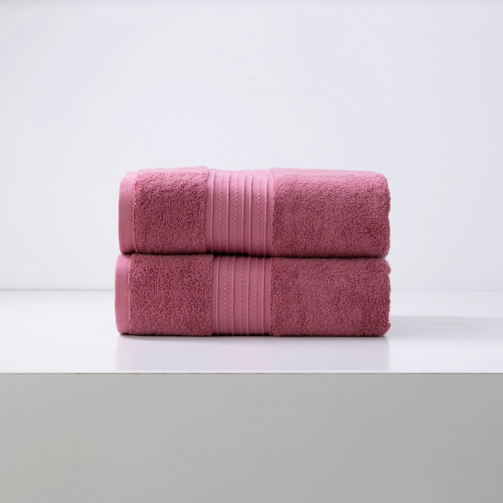Renee Taylor Brentwood 650 GSM Low Twist 2 Pack Bath Sheet - ROSEBUD