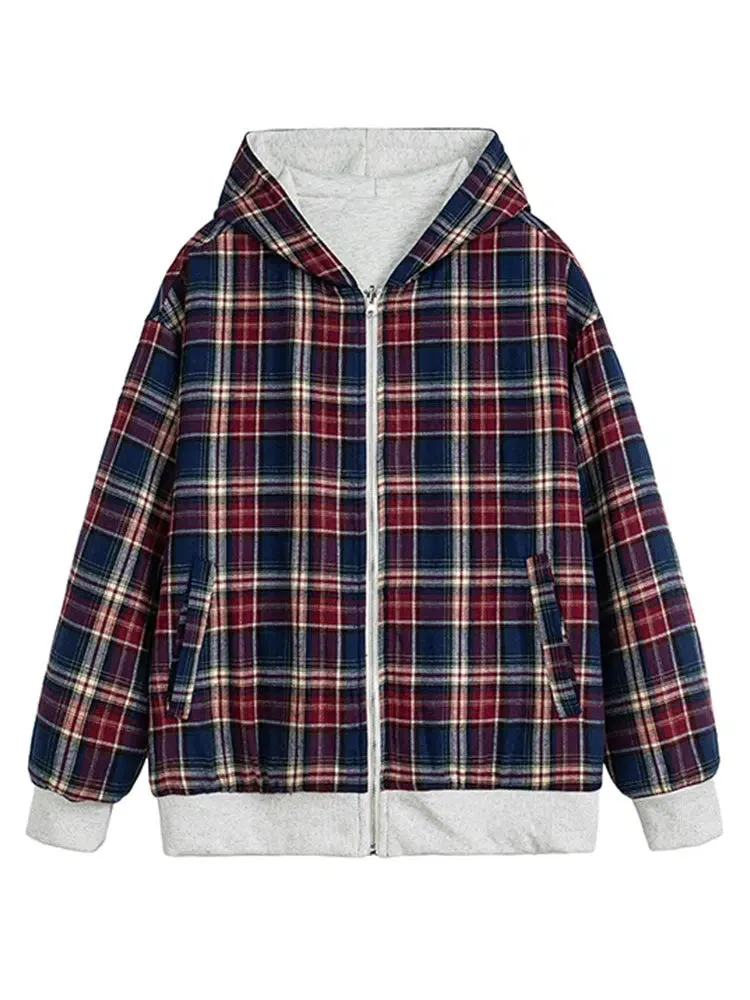 Reversible Plaid Hooded Jacket