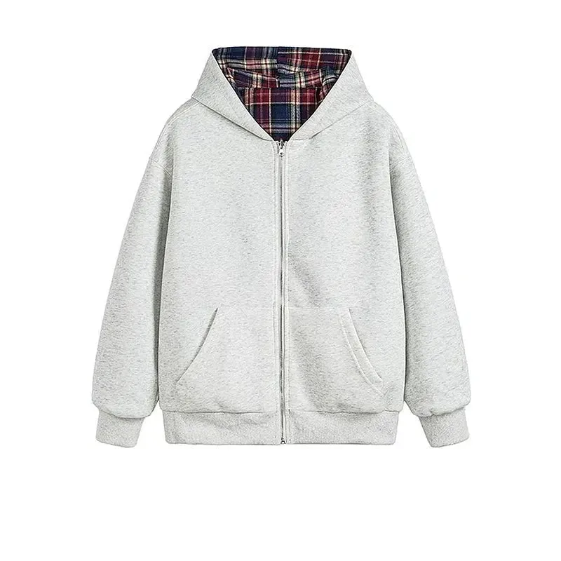 Reversible Plaid Hooded Jacket