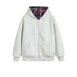 Reversible Plaid Hooded Jacket