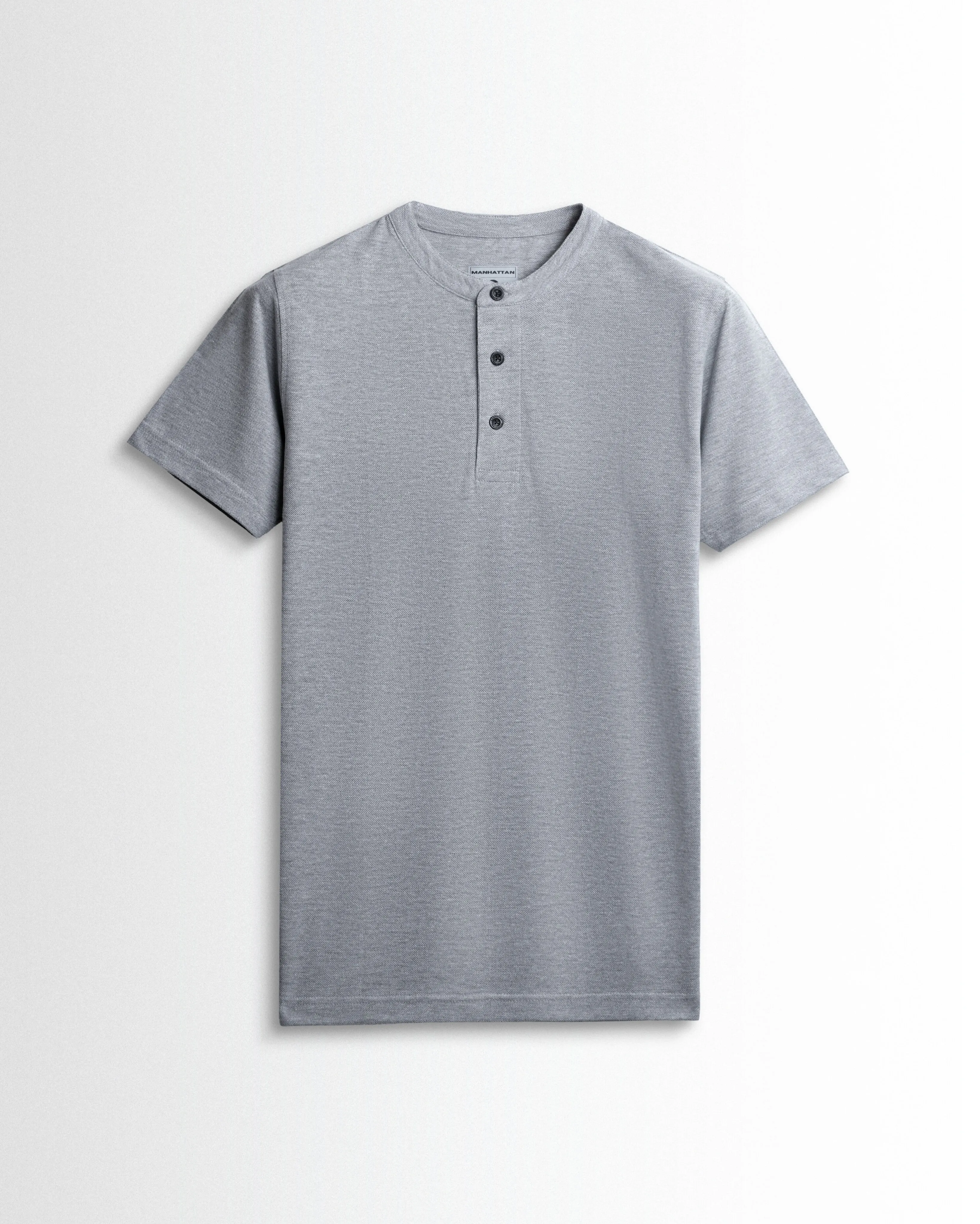 Rich in Cotton Henley Without Pocket T-shirts (Silver Grey)