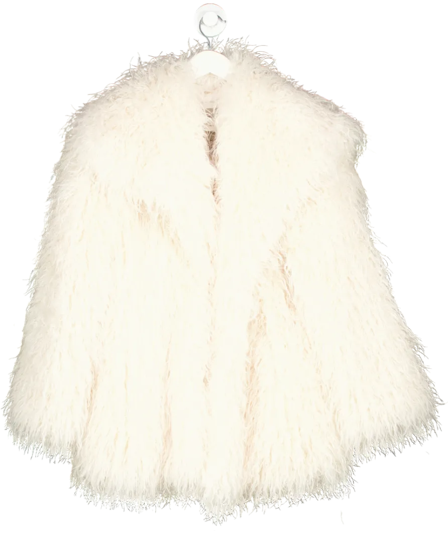 River Island Oversized Mongolian Jacket - Cream UK S